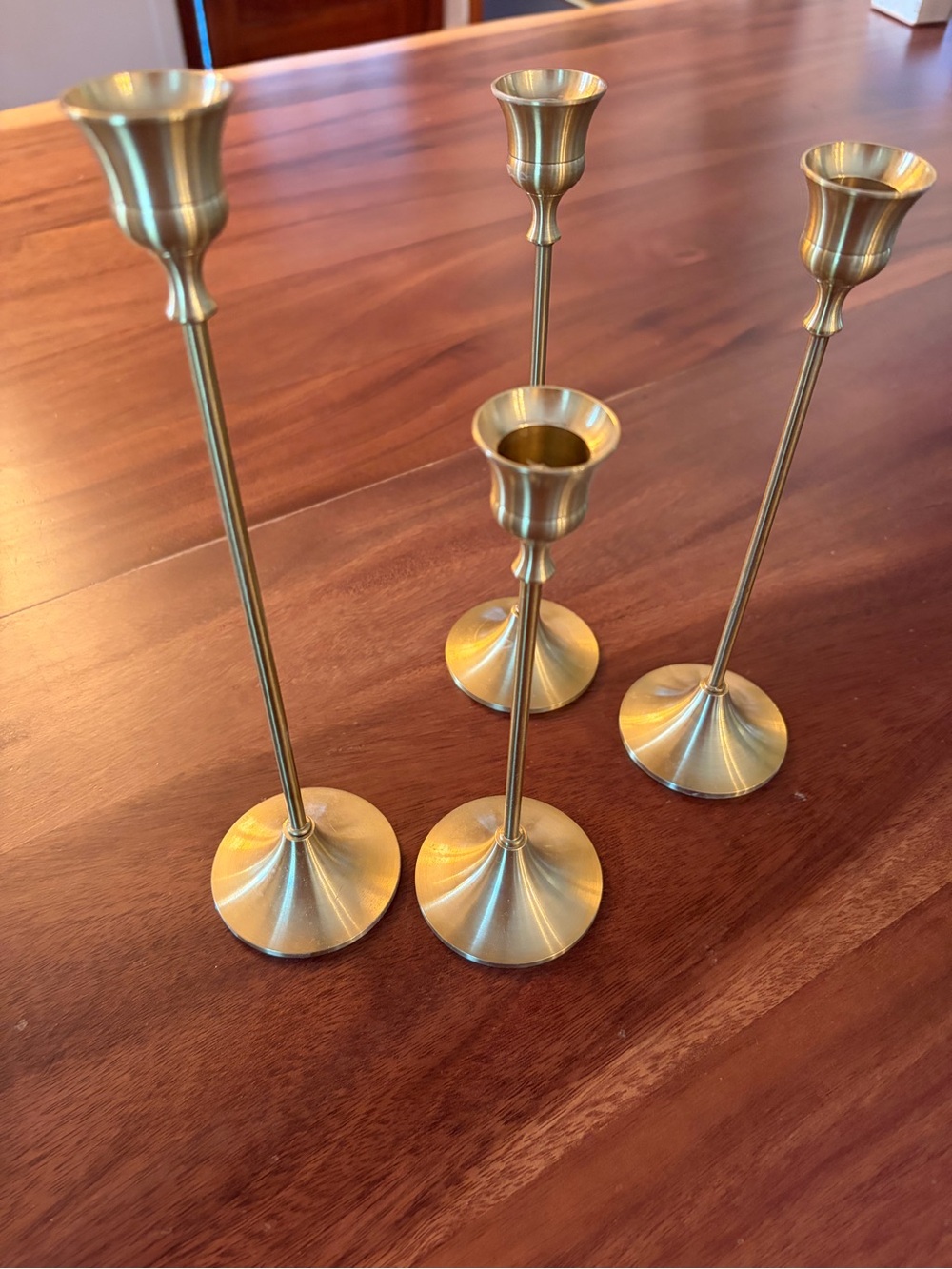 4 brass candle holders